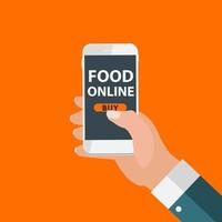 mobiele apps concept online eten bezorgen winkelen e-commerce in moderne vlakke stijl vector