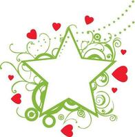 groen sterren en rood harten versierd achtergrond. vector