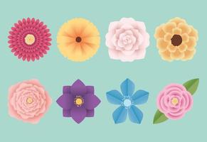 schattige acht bloemen vector