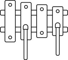 vlak stijl van xylofoon icoon in lijn kunst. vector
