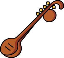 veena instrument icoon in bruin en geel kleur. vector