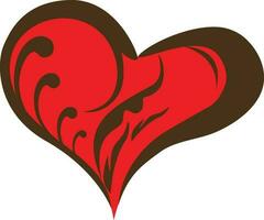 elegant rood hart versierd bruin kleur. vector
