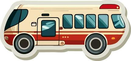 sticker stijl bus icoon in rood en perzik kleur. vector