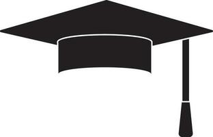 illustratie van zwart en wit stijl van diploma uitreiking pet icoon. vector