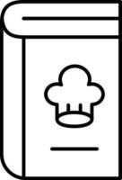 Koken of chef boek icoon in dun lijn kunst. vector