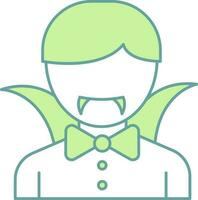 Mens vampier icoon in groen en wit kleur. vector