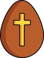 kruis symbool Aan ei icoon in bruin en geel kleur. vector