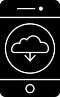 zwart en wit kleur wolk downloaden in smartphone icoon. vector