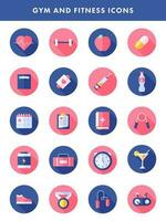 Sportschool en geschiktheid icoon reeks Aan roze en blauw cirkel vorm achtergrond. vector
