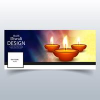 Mooi Happy diwali diya olielamp festival facebook cover des vector