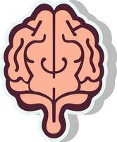 terug visie van perzik hersenen icoon in sticker stijl. vector