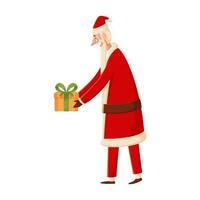 tekenfilm de kerstman claus aanbieden geschenk Aan wit achtergrond. vector