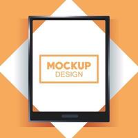 mockup-branding van tablet-apparaat en vierkant frame vector