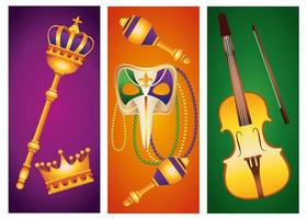 bundel van vijf mardi gras carnaval feest set pictogrammen vector