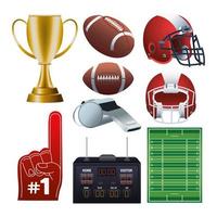 bundel van negen super bowl set iconen vector