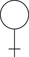zwart lijn kunst van vrouw geslacht symbool of icoon. vector