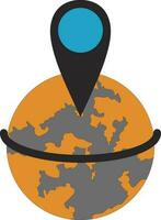 grijs en blauw kaart wijzer Aan oranje aarde wereldbol. vector