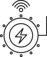 draadloze oplader icoon in zwart schets. vector