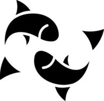 vissen icoon of symbool in zwart en wit kleur. vector