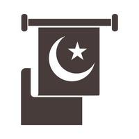 hanger met maan ster embleem ramadan arabisch islamitische viering silhouet stijlicoon vector