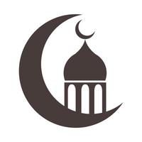 halve maan moskee tempel ramadan arabisch islamitische viering silhouet stijlicoon vector