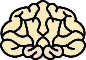 pastel geel menselijk hersenen icoon in vlak stijl. vector