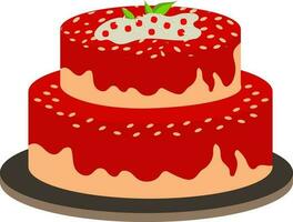 2-laags heerlijk taart icoon in oranje en rood kleur. vector