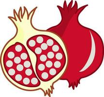 granaatappel met voor de helft stuk vlak icoon in rood kleur. vector