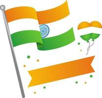 geïsoleerd Indisch vlag met vliegend ballonnen en kopiëren ruimte strip achtergrond. vector