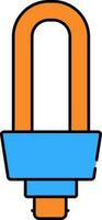 cfl of fluorescerend licht lamp icoon in blauw en oranje kleur. vector
