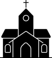 zwart en wit kerk gebouw vlak icoon. vector