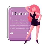 aantrekkelijke vrouwelijke danseres egale kleur vector karakter citaat