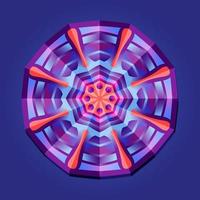 dit is een violette geometrische veelhoekige mandala met een bloemmotief en bloemblaadjes vector