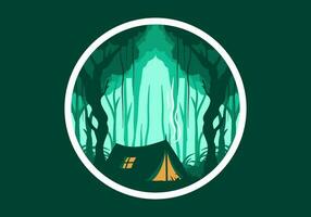 camping tent in een dicht Woud vlak illustratie vector