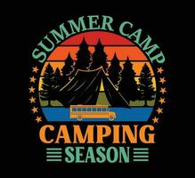 zomer kamp camping t overhemd ontwerp vector