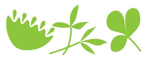 stencil tekening van planten. groen vector botanisch elementen. eco clip art. vlak en lineair ontwerp. zomer reeks geïsoleerd Aan wit achtergrond.