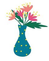 mooie decoratieve bloemen boeket in vaas boeket bloemen romantische floristische samenstelling lente bloemen planten voor decoratie bloeiende kruiden platte cartoon vectorillustratie vector