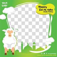 gelukkig eid al adha groen met schapen vector