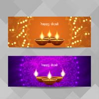 Abstracte Happy Diwali religieuze banners instellen vector