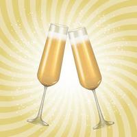 realistische 3d champagne gouden glas achtergrond vector