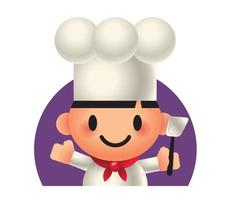 schattige chef-kok karakter houden spatel vector