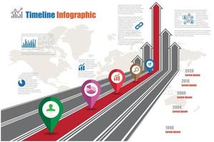 zakelijke routekaart tijdlijn infographic groeiende grafieken ontwerp voor abstracte sjabloon mijlpaal element moderne diagram proces technologie digitale marketing gegevens presentatie grafiek vectorillustratie vector