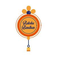 gelukkige raksha bandhan-viering met cirkelvormig frame vlakke stijl vector