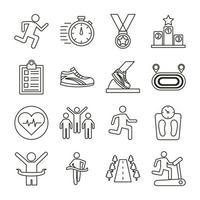 bundel hardlopers en tracks set pictogrammen vector