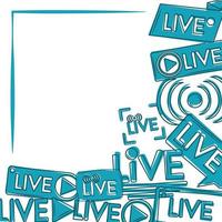 blauwe tekens van live streaming en uitzending van online video vector