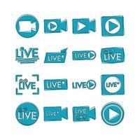 live streaming uitzending online speler camcorderpictogrammen vector