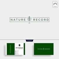 natuur record blad studio lijn badge simpel logo sjabloon vector illustratie pictogram element met visitekaartje