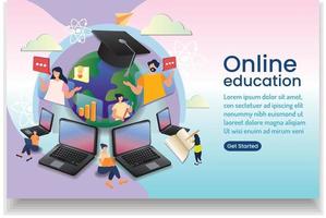 online onderwijs communicatie online wedsite ontwerp vector