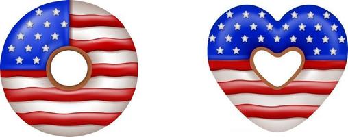 geïsoleerde donuts met Amerikaanse vlagkleuren vector
