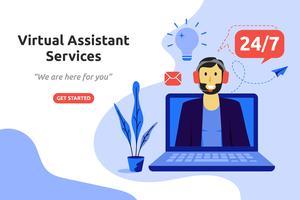 Online virtuele assistent services concept moderne platte ontwerp. ve vector